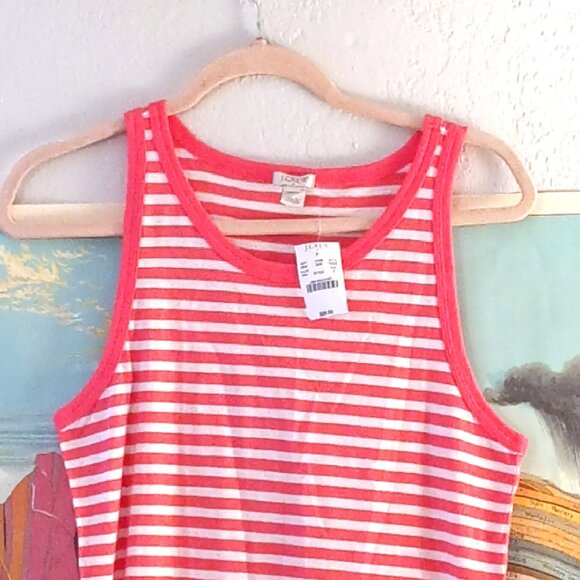 J. CREW Women's Pink & White Striped Sleeveless Tank Top Stretchy Size Small - Picture 2 of 5